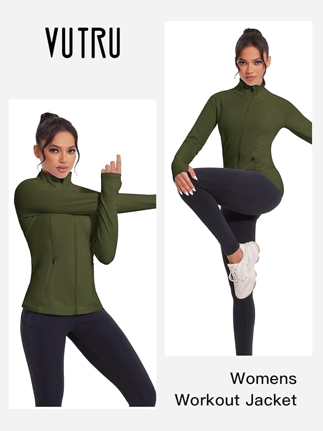 VUTRU Women's Workout Jackets Full Zip Athletic Tops Lightweight Gym Yoga Running Jacket with Pockets