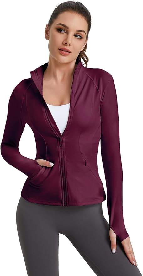 VUTRU Women's Workout Yoga Jacket Full Zip Running Athletic Track Jacket