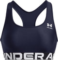 Under Armour Womens HeatGear Authentics Mid Impact Branded Sports Bra