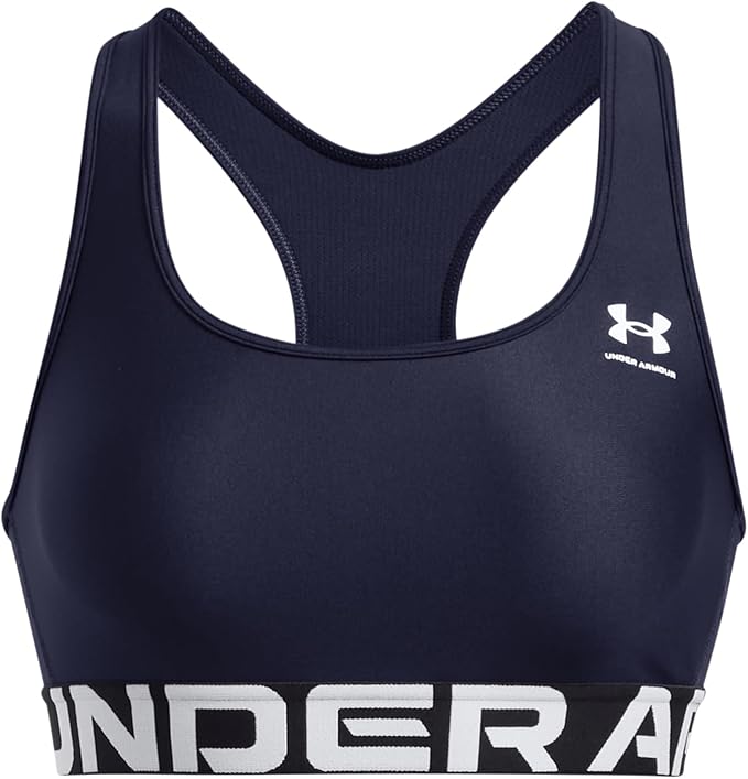 Under Armour Womens HeatGear Authentics Mid Impact Branded Sports Bra