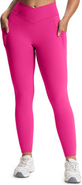 Aoxjox Women's Trinity High Waisted Yoga Pants with Pockets Cross-Waist Tummy Control Buttery Soft Workout Leggings 26"