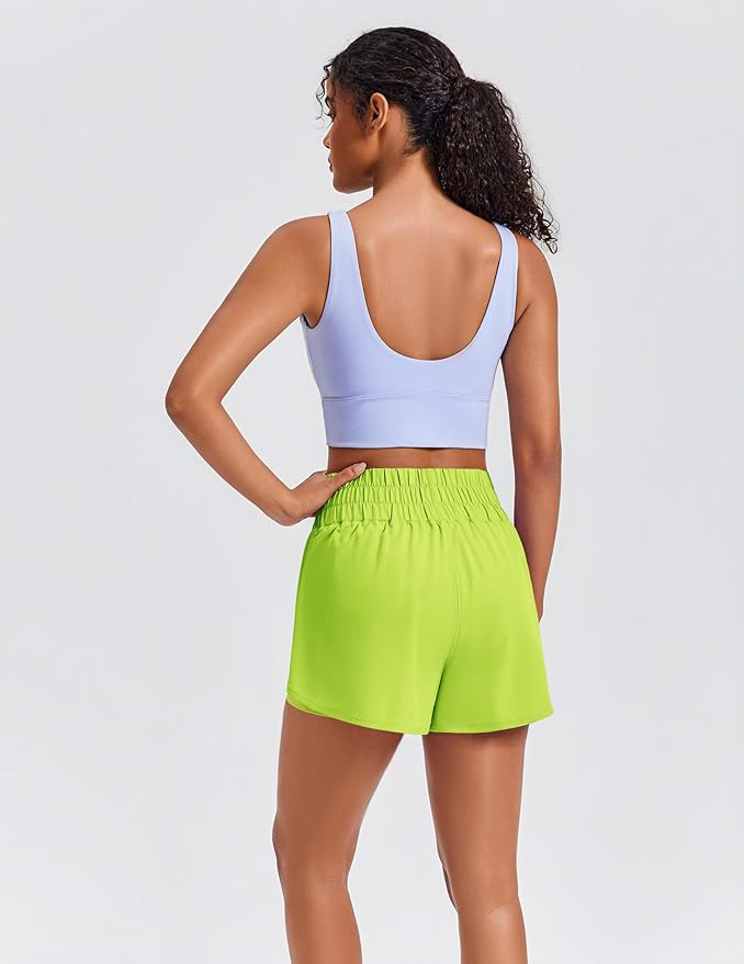 PINSPARK Women's 2 in 1 Running Shorts High-Split Athletic Short High Waisted 3" Liner Workout Gym Short with Pockets