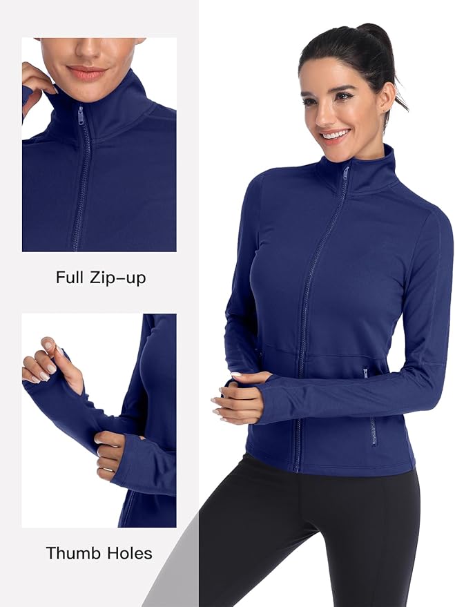 VUTRU Women's Workout Yoga Jacket Full Zip Running Track Jacket Fleece Athletic Jacket