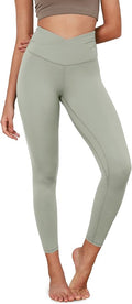 ODODOS Women's Cross Waist Yoga Leggings with Inner Pocket, 23"/25"/28" Gathered Crossover Workout Yoga Pants