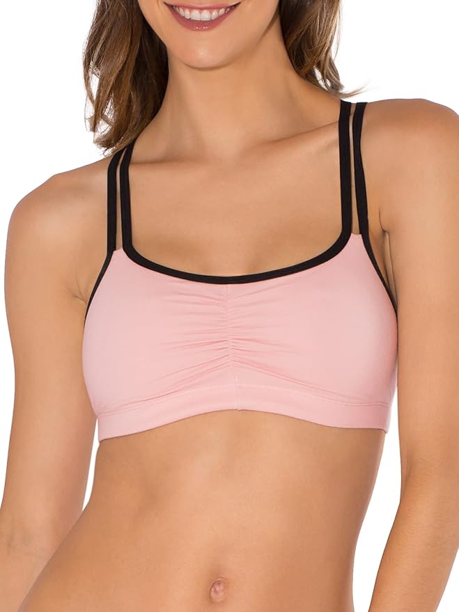 Fruit of the Loom Women's Spaghetti Strap Cotton Sports Bra - All-Day Comfort & Easy Movement