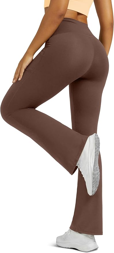 Flare Leggings for Women Yoga Pants with Pockets High Waisted Crossover Flare Leggings Bootcut Casual Yoga Pants