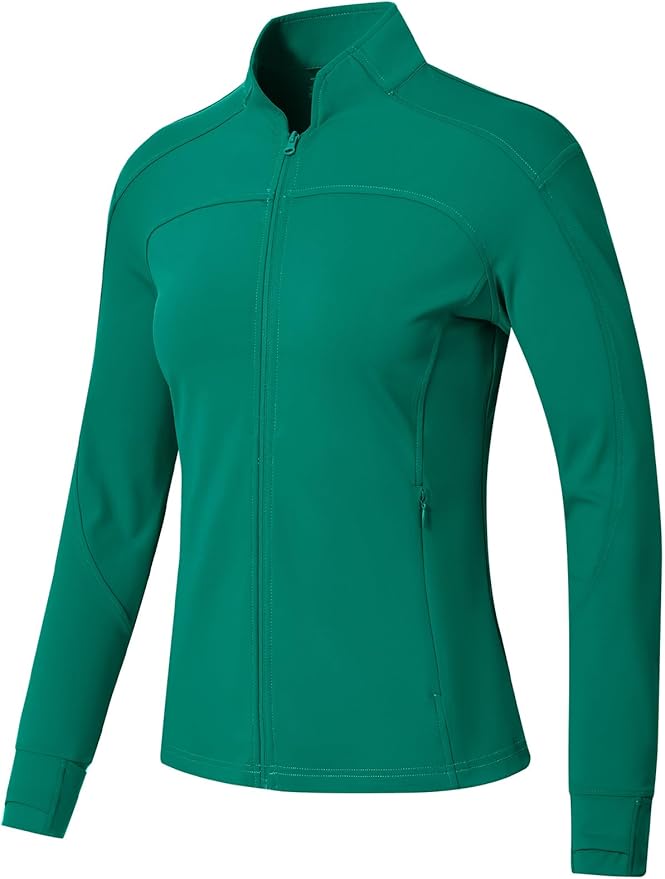 BGOWATU Women's Workout Jacket Lightweight Zip up Running Athletic Jackets with Thumb Holes