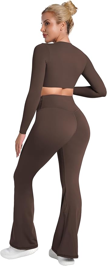 Sunzel Flare Leggings, Crossover Yoga Pants with Tummy Control, High-Waisted and Wide Leg
