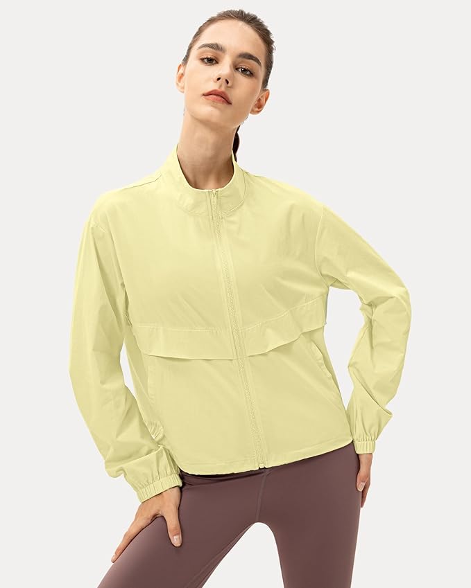 Locachy Women's Lightweight Zip Up Athletic Jacket Stand Collar Windproof Sun Protection Workout Outdoor Jacket