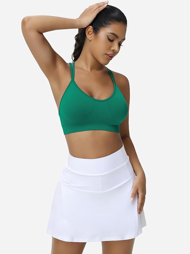 VEQKING Women's Cross Back Sports Bra Padded Strappy Medium Support Yoga Bra for Workout Fitness 3 Pack