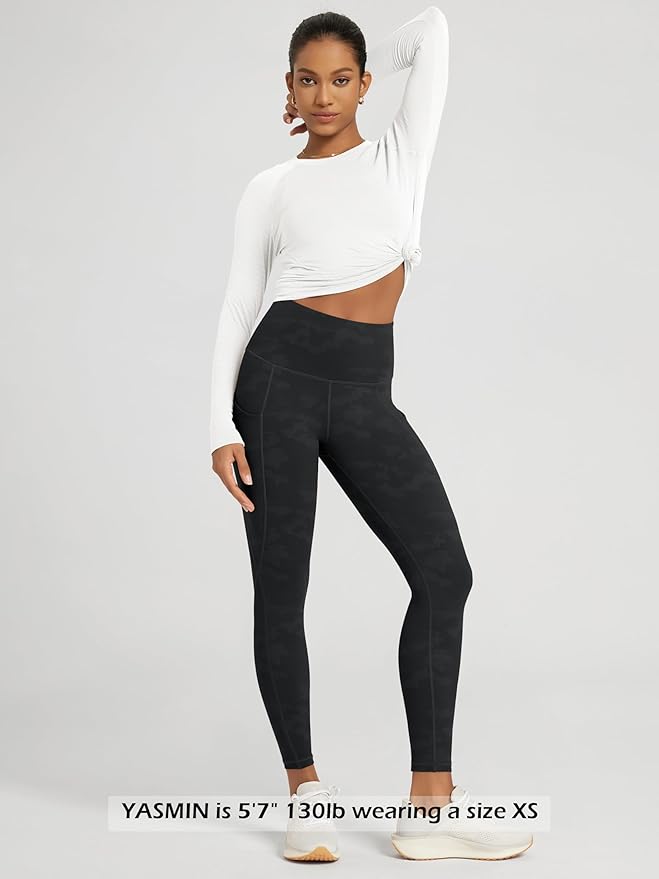 ODODOS Women's High Waisted Yoga Leggings with Pockets, Tummy Control Non See Through Workout Athletic Running Yoga Pants