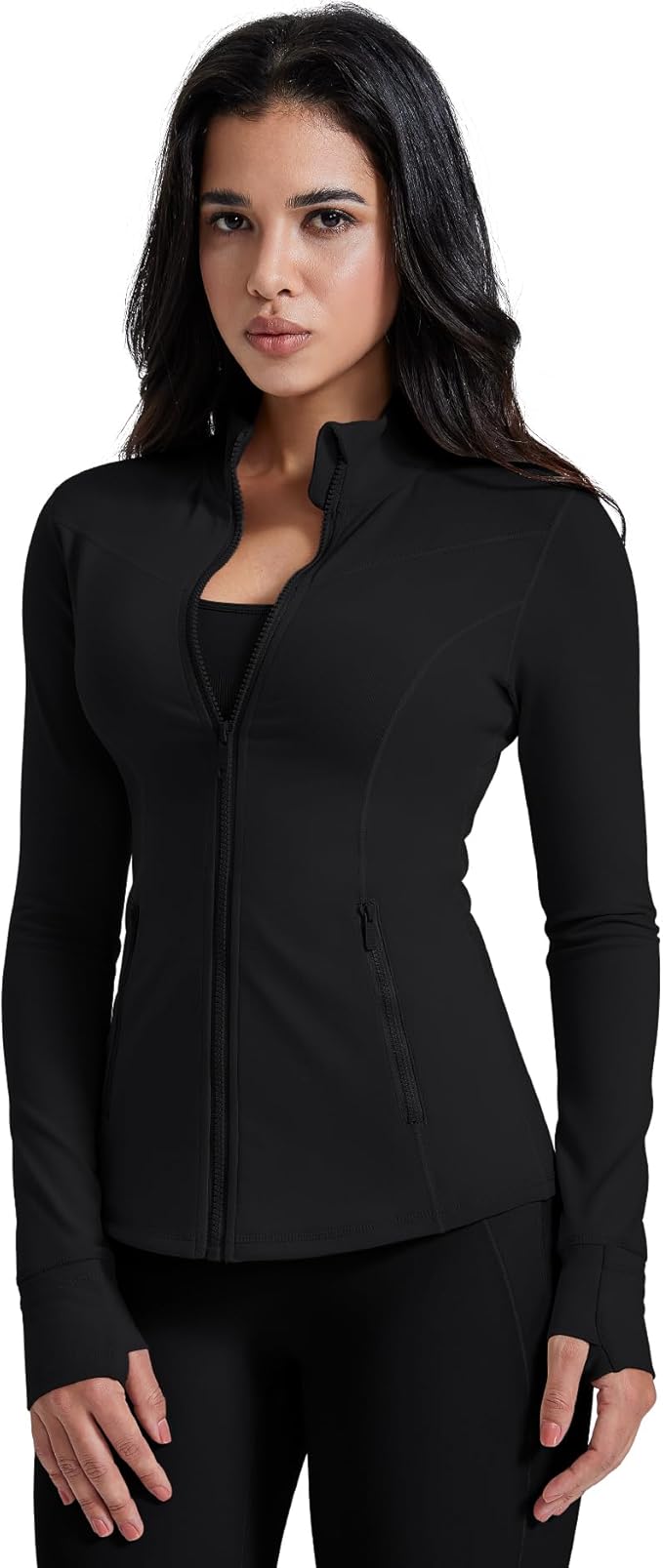 AVGO Womens Running Jackets Lightweight Slim Fit Workout Jacket Zip Up Athletic Track Gym Tops with Pockets & Thumb holes