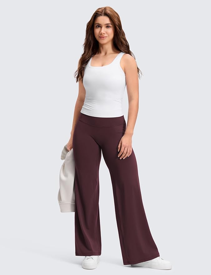 CRZ YOGA Softretch No Front Seam Wide Leg Pants 28''/ 30''/ 32" for Women - High Waist Yoga Lounge Buttery Soft Comfy Casual