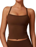 QBGJTD Womens Longline Sports Bras Cross Back Active Gym Yoga Padded Workout Crop Tank Top with Built in Bra