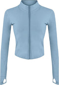 Yeokou Womens Active Zip Up Running Workout Cropped Bbl Athletic Jacket with Thumb Holes