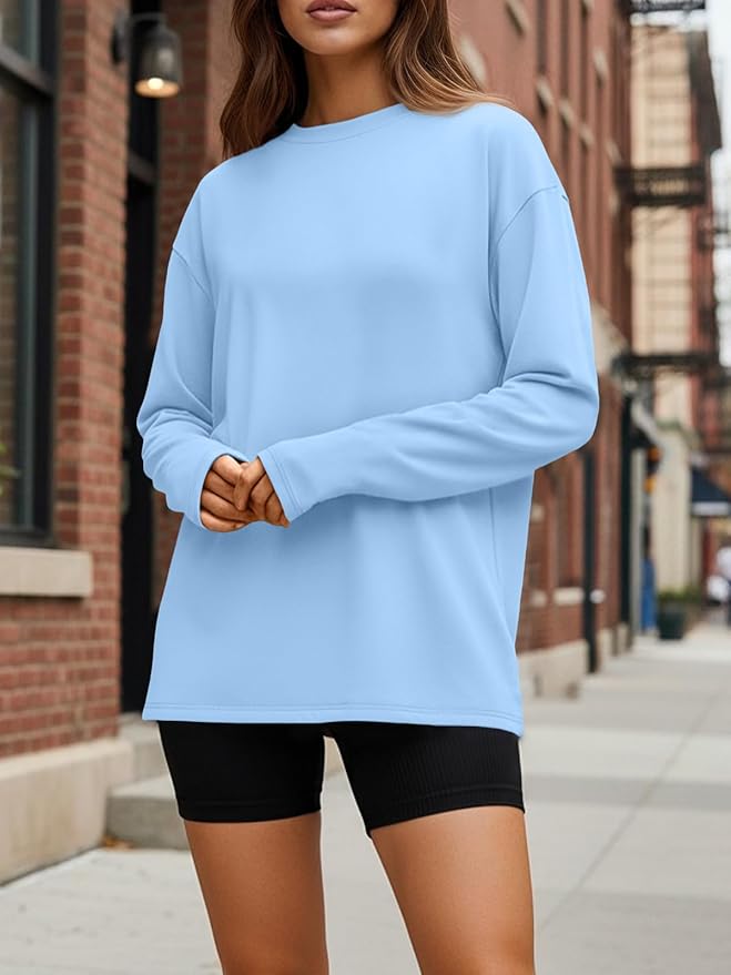 Trendy Queen Womens Spring Tops Oversized Long Sleeve T Shirts 2026 Basic Tee Fall Casual Workout Y2K Clothes