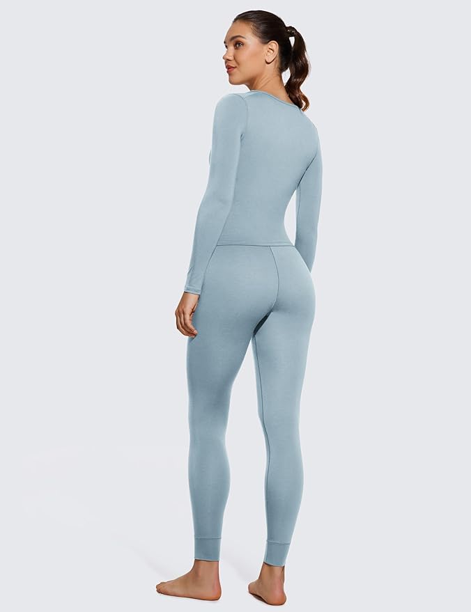 CRZ YOGA Soft Thermal Underwear Sets for Women Lightweight Long Johns Base Layer Pajamas Warm Top Bottom
