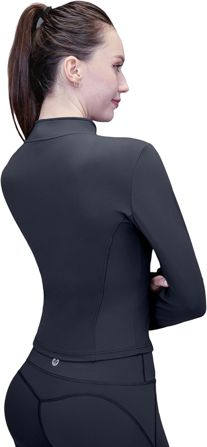Women's Yoga Jacket Lightweight Zip Up - Workout Jackets for Running Gym Athletic Tops Full Zip