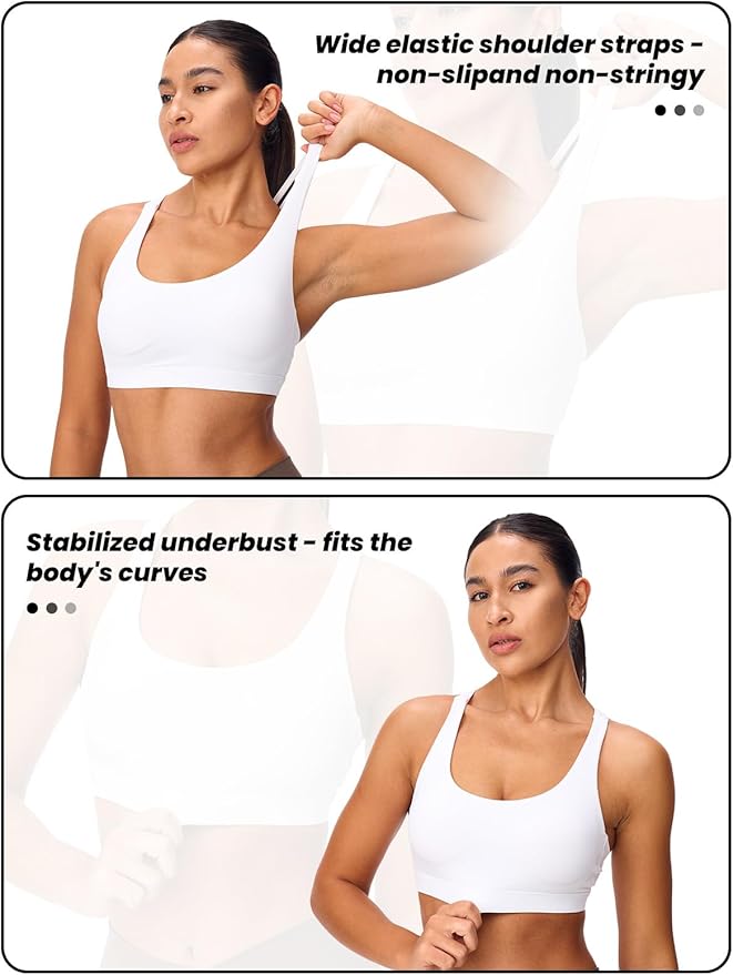Women's Strappy Sports Bras Light Compression Crop Criss Cross Back Padded Workout Yoga Bra Supportive U Neckline