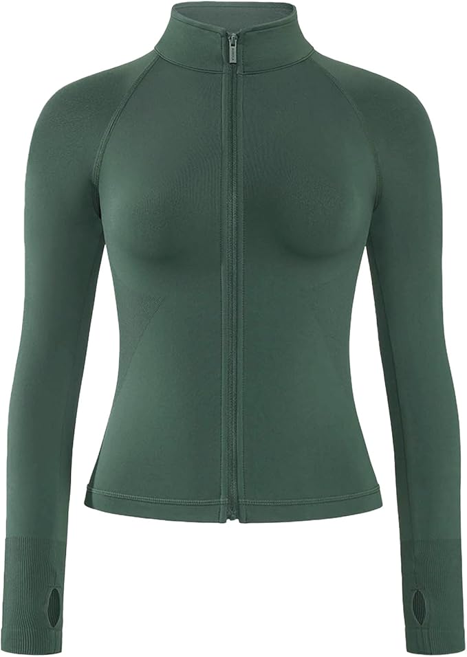 AUROLA Influence Athletic Workout Jacket for Women, Lightweight Slim Fit Full Zip Running Yoga Sports Jacket with Thumb Holes
