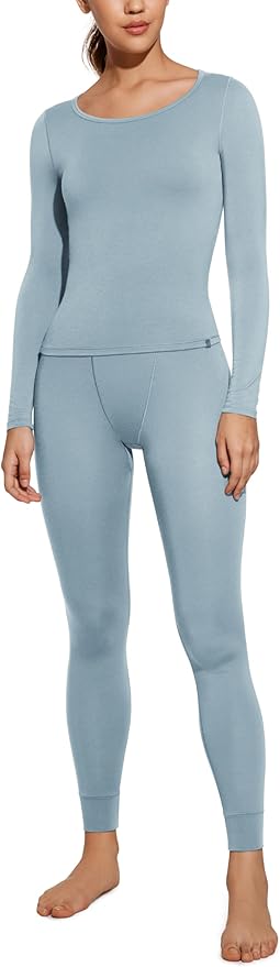 CRZ YOGA Soft Thermal Underwear Sets for Women Lightweight Long Johns Base Layer Pajamas Warm Top Bottom