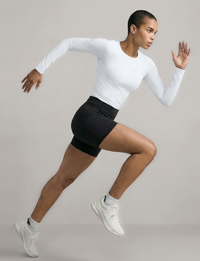 Zengjo Women's Long Sleeve Workout Tops Fitted Silky Cooling Athletic Performance Shirts Moisture Wicking for Yoga Gym