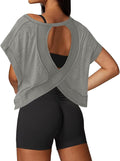 UNIANKIYA Open Back Workout Tops for Women Loose Fit Athletic Crop Tee Short Sleeve Gym Running Yoga Shirt