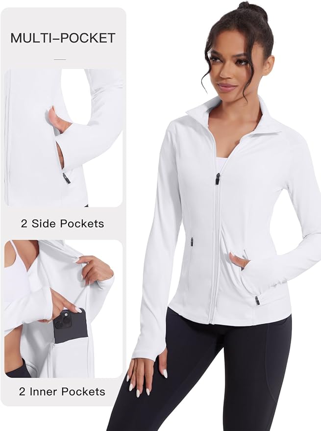 VUTRU Women's Workout Jackets Full Zip Athletic Tops Lightweight Gym Yoga Running Jacket with Pockets