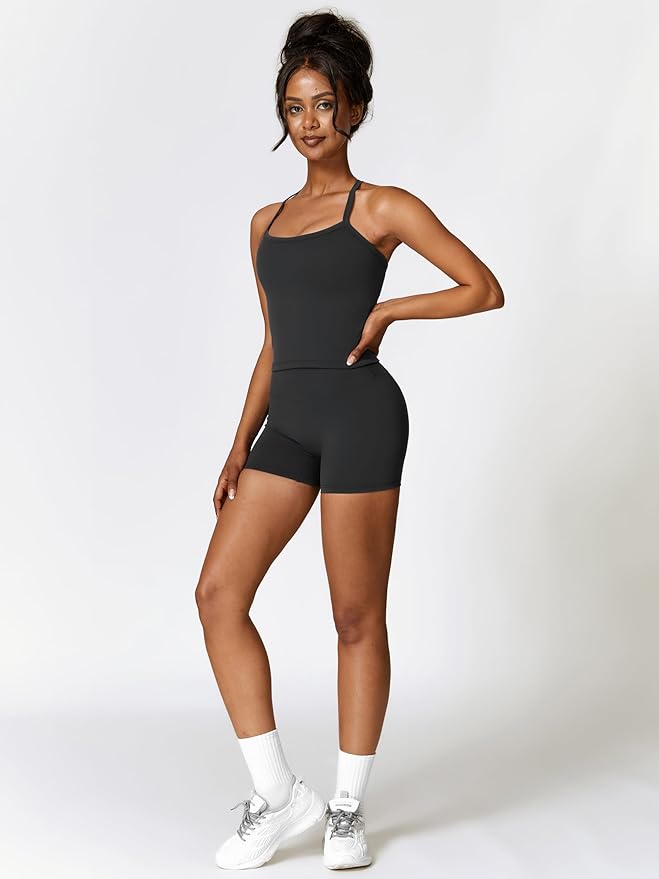 IMEKIS Women's Workout Sets 2 Piece Yoga Outfit High Waisted Biker Shorts Leggings Sports Bra Gym Fitness Clothes Tracksuit