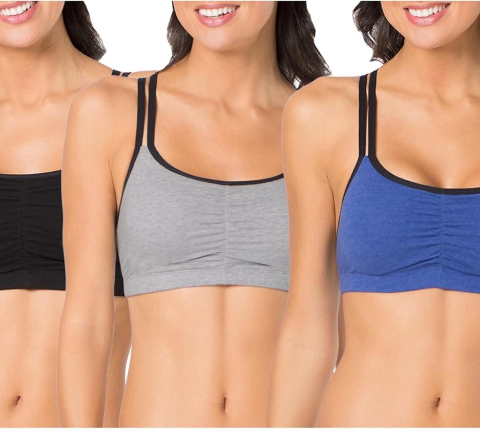 Fruit of the Loom Women's Spaghetti Strap Cotton Sports Bra - All-Day Comfort & Easy Movement