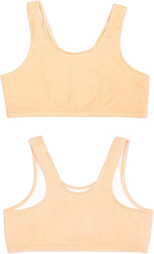 Fruit of the Loom girls Multi Pack Cotton Built -Up Stretch Sports Bra Available in 6 Packs!