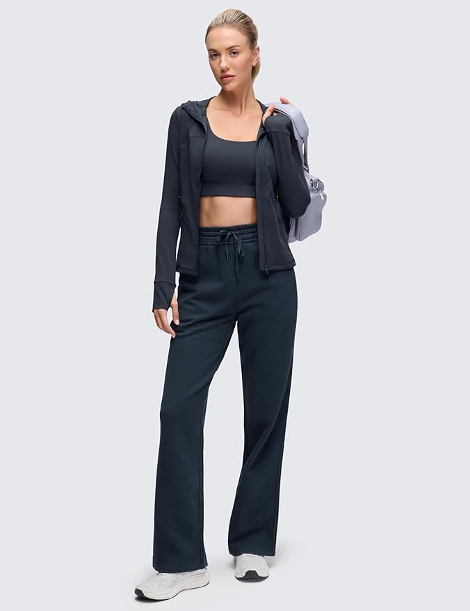 CRZ YOGA Butterluxe Hooded Athletic Jackets for Women - Full Zip Track Casual Tops with Thumb Holes Pockets