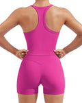 SUUKSESS Women 2 Piece Workout Sets High Waisted Biker Shorts with Pockets Built in bra Racerback Tank Tops