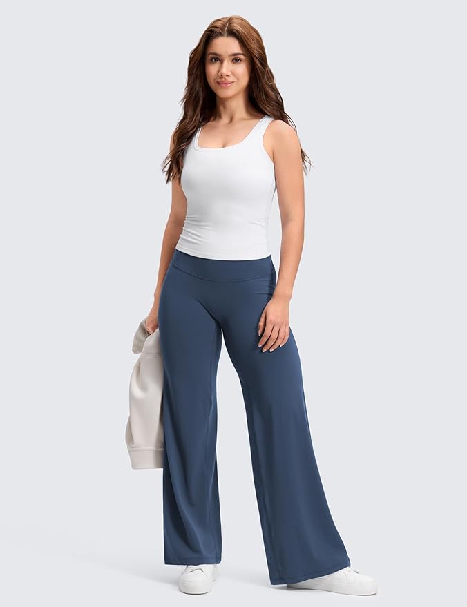 CRZ YOGA Softretch No Front Seam Wide Leg Pants 28''/ 30''/ 32" for Women - High Waist Yoga Lounge Buttery Soft Comfy Casual