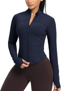 GYM RAINBOW Womens Zip Up Workout Jakcets Lightweight Slim Fit Running Athletic Jackets with Thumb Holes
