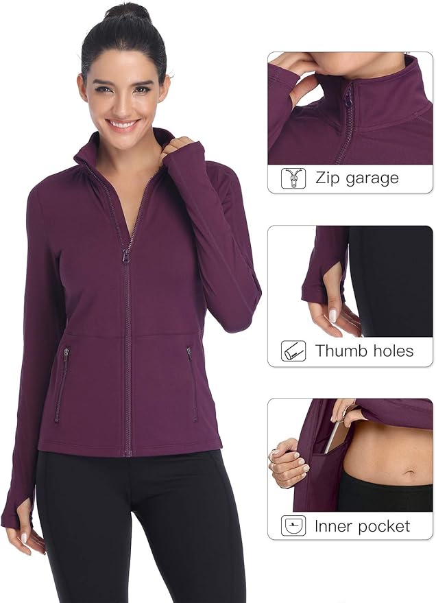 VUTRU Women's Workout Yoga Jacket Full Zip Running Athletic Track Jacket