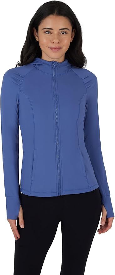 Yogalicious Full-Zip Lightweight Hooded Running Workout Yoga Lux Jacket with Pockets
