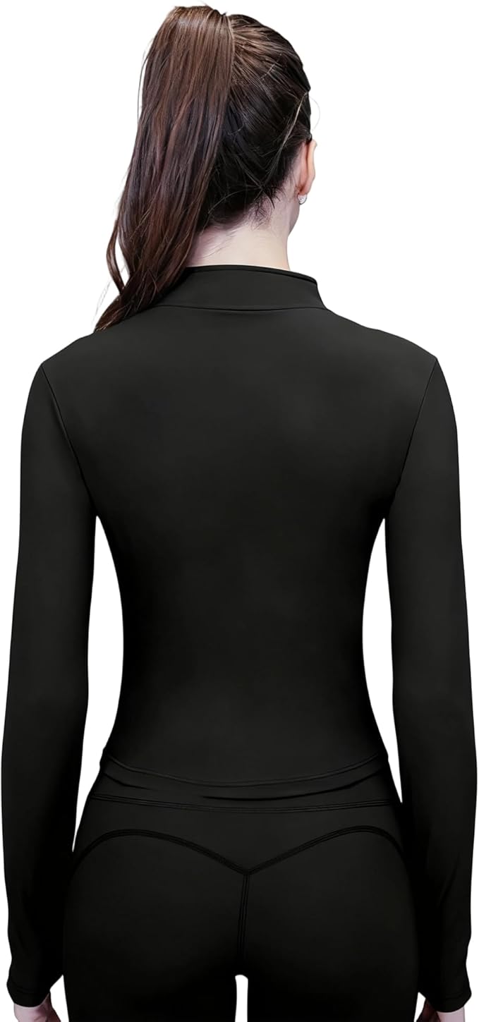 Women's Yoga Jacket Lightweight Zip Up - Workout Jackets for Running Gym Athletic Tops Full Zip