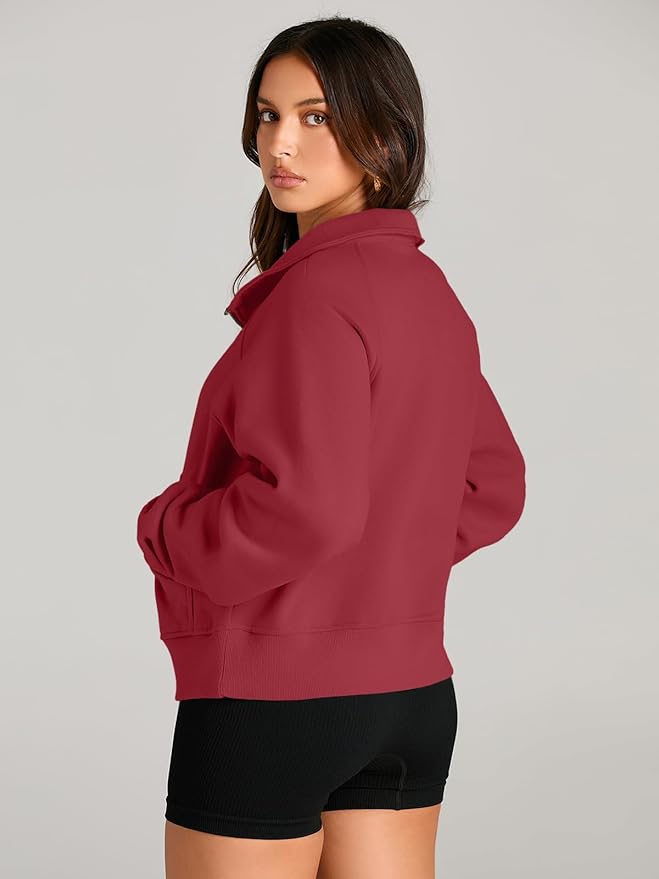 AUTOMET Womens Sweatshirts Half Zip Cropped Pullover Fleece Quarter Zipper Hoodies 2026 Fall Fashion Outfits Clothes