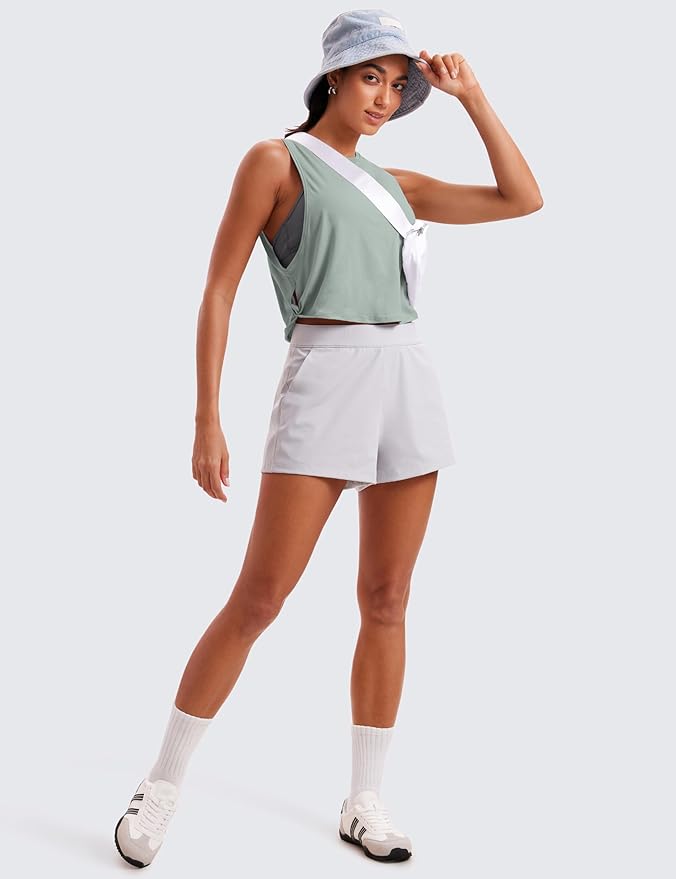 CRZ YOGA Pima Cotton Large Armhole Tank Tops for Women - Workout Sport Athletic Yoga Running Gym Loose Crop Sleeveless Shirts