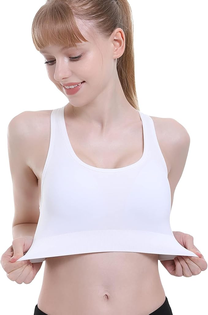 Double Couple Sports Bras for Women Padded High Impact Seamless Criss Cross Back Workout Tops Gym Activewear Bra Large