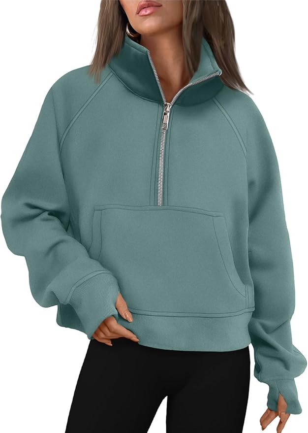 AUTOMET Womens Sweatshirts Half Zip Cropped Pullover Fleece Quarter Zipper Hoodies 2026 Fall Fashion Outfits Clothes