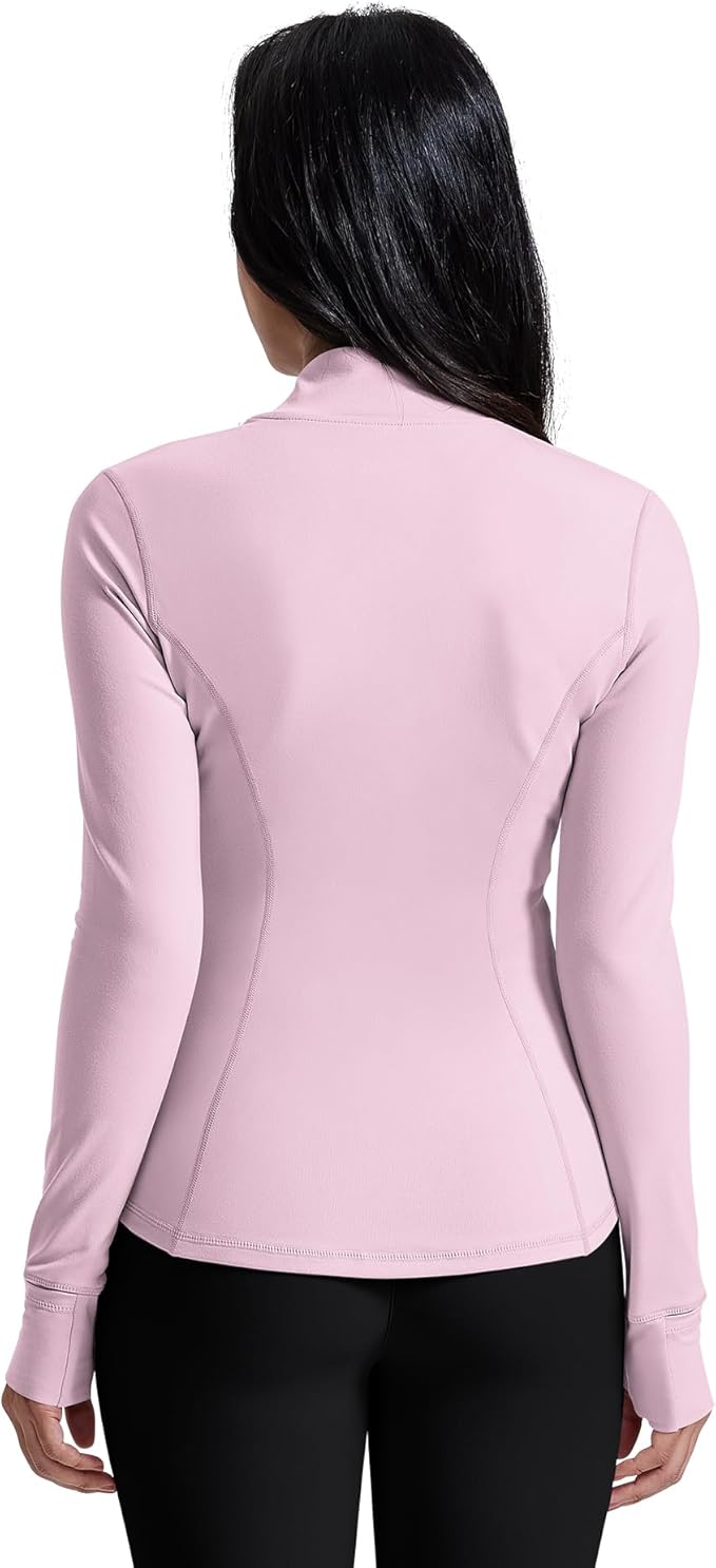 AVGO Womens Running Jackets Lightweight Slim Fit Workout Jacket Zip Up Athletic Track Gym Tops with Pockets & Thumb holes