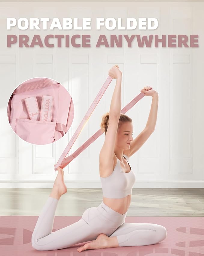 YOTTOY Yoga Strap and Resistance Bands-Exercise Elastic Bands for Working Out Women with 10 Loops-Perfect for Stretching and Physical Therapy