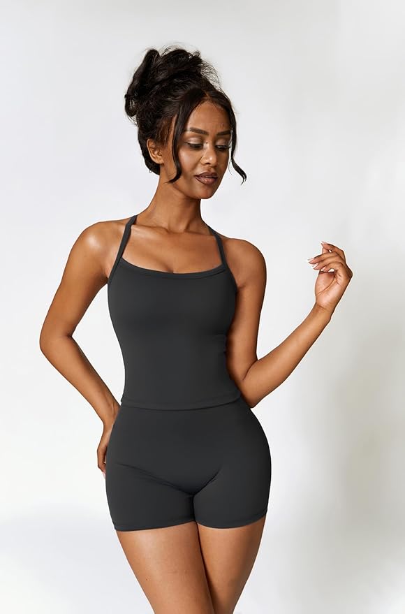QBGJTD Two Piece Workout Sets For Women Tank Top Matching High Waist Booty Lifting Shorts Gym Yoga Active Wear Outfits