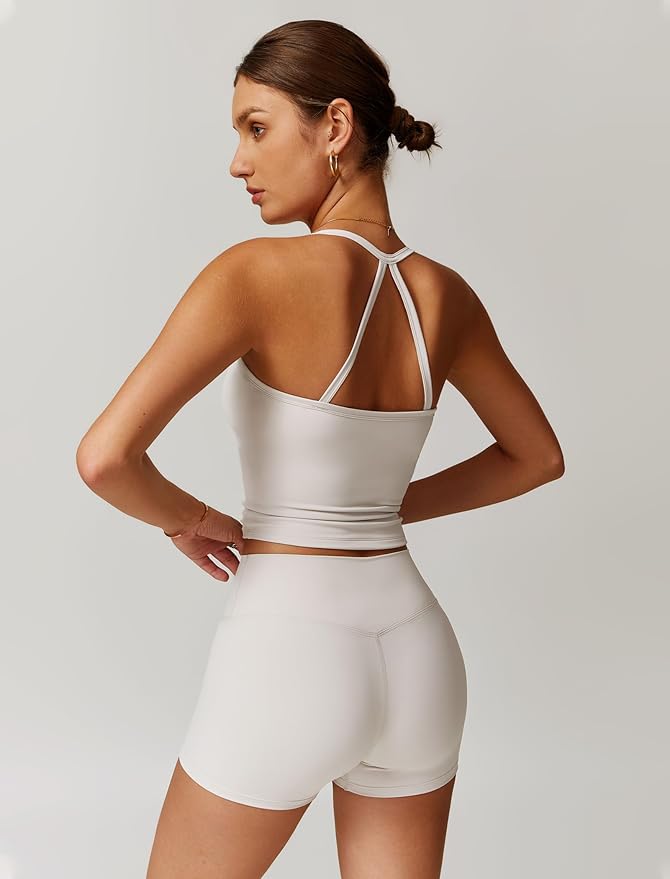 QBGJTD Two Piece Workout Sets For Women Tank Top Matching High Waist Booty Lifting Shorts Gym Yoga Active Wear Outfits