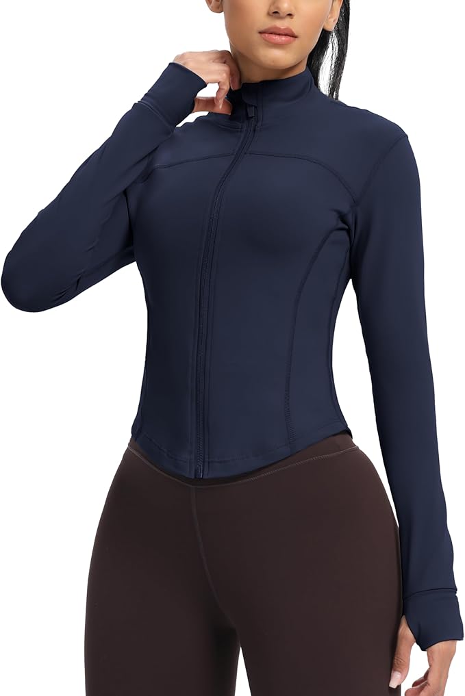 GYM RAINBOW Womens Zip Up Workout Jakcets Lightweight Slim Fit Running Athletic Jackets with Thumb Holes