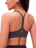 Womens Y Back Padded Sports Bra Strappy U Neck Butter Soft Low Impact Workout Bras Yoga Pilates Walking