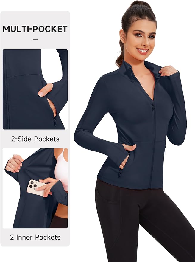 VUTRU Women's Workout Yoga Jacket Full Zip Running Athletic Track Jacket