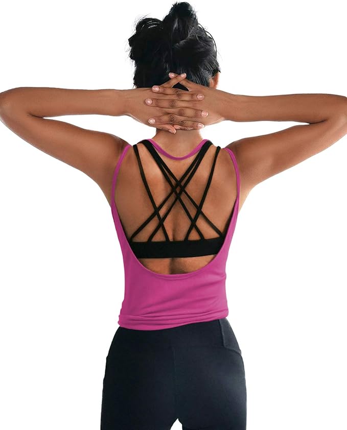 OYANUS Womens Summer Workout Tops Sexy Backless Yoga Shirts Open Back Activewear Running Sports Gym Tank Tops